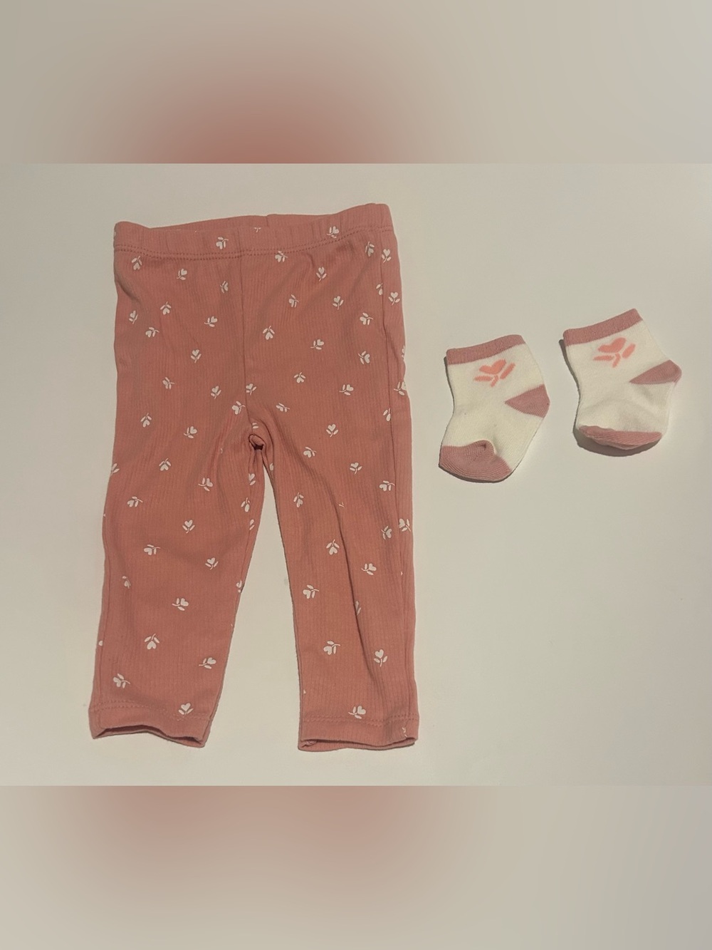 New Willow Whimsy by Bon Bebe Ribbed Pants and Socks 6-9 Months 100% Cotton